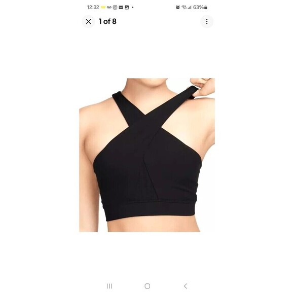 Nike Dri-Fit Swoosh Trainings Sports Bra Medium Support Black Women's Size XS - Picture 2 of 8